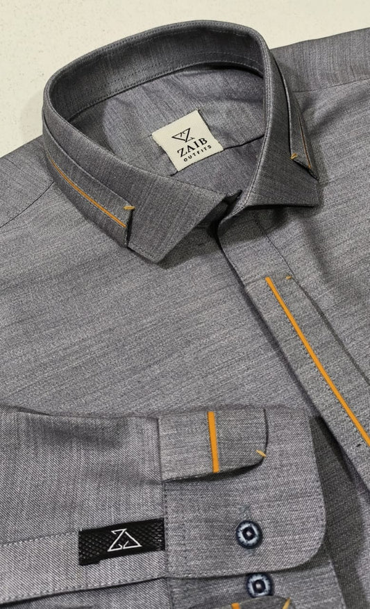 Latest Stitched Gray Self color Suit in Wash & Wear Stuff