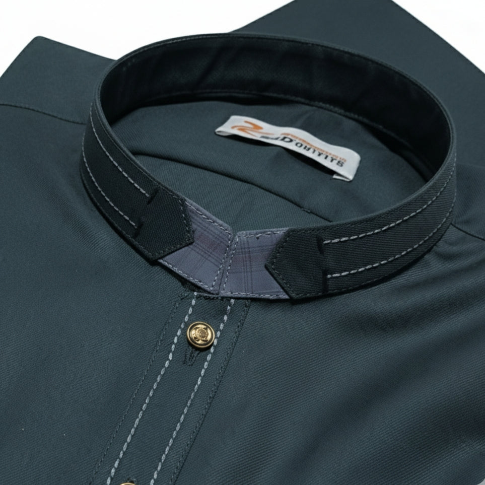 Olive Green Decent Color Stitched Suit in Wash & Wear Stuff