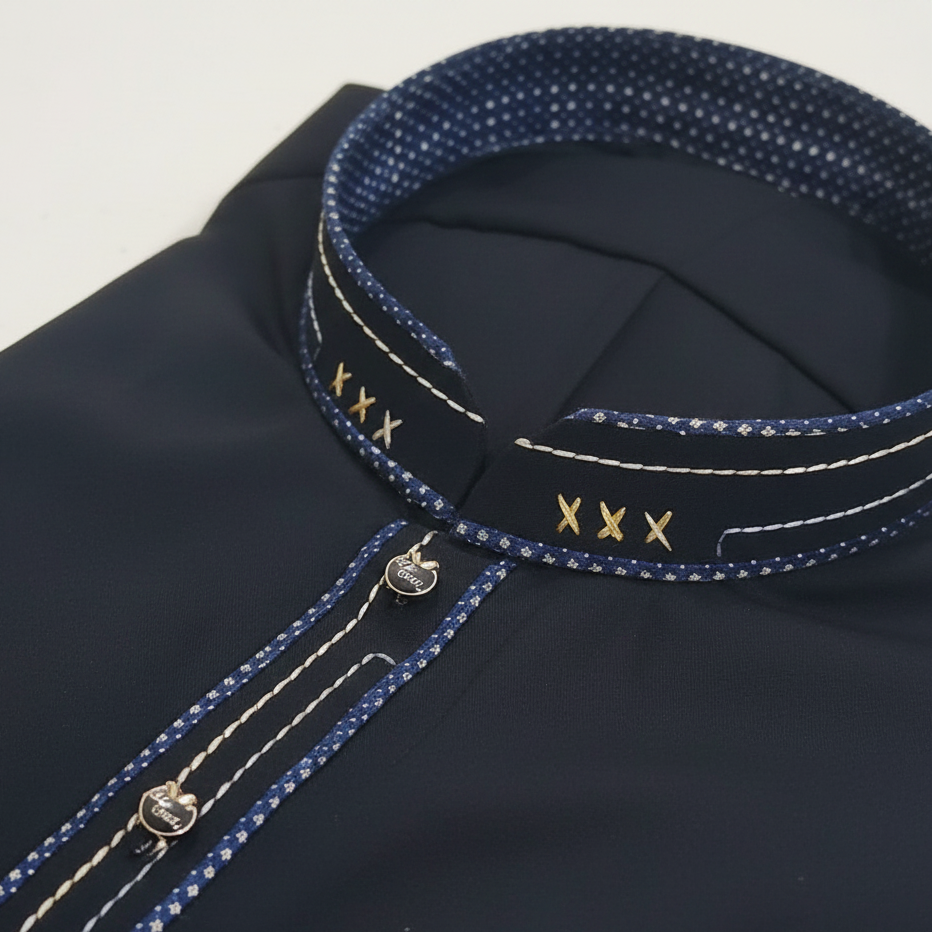 Stitched All Season Jutt Black Suit in Wash & Wear Stuff