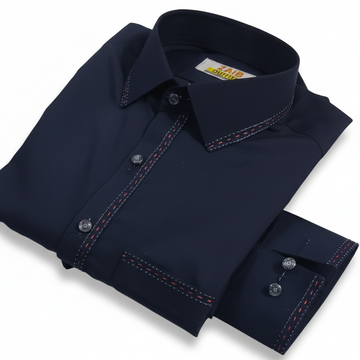 Navy Blue Color Stitched Suit in Wash & Wear Stuff