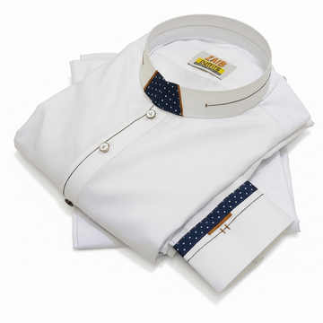 Stitched All Season Pure White Suit in Wash & Wear Stuff