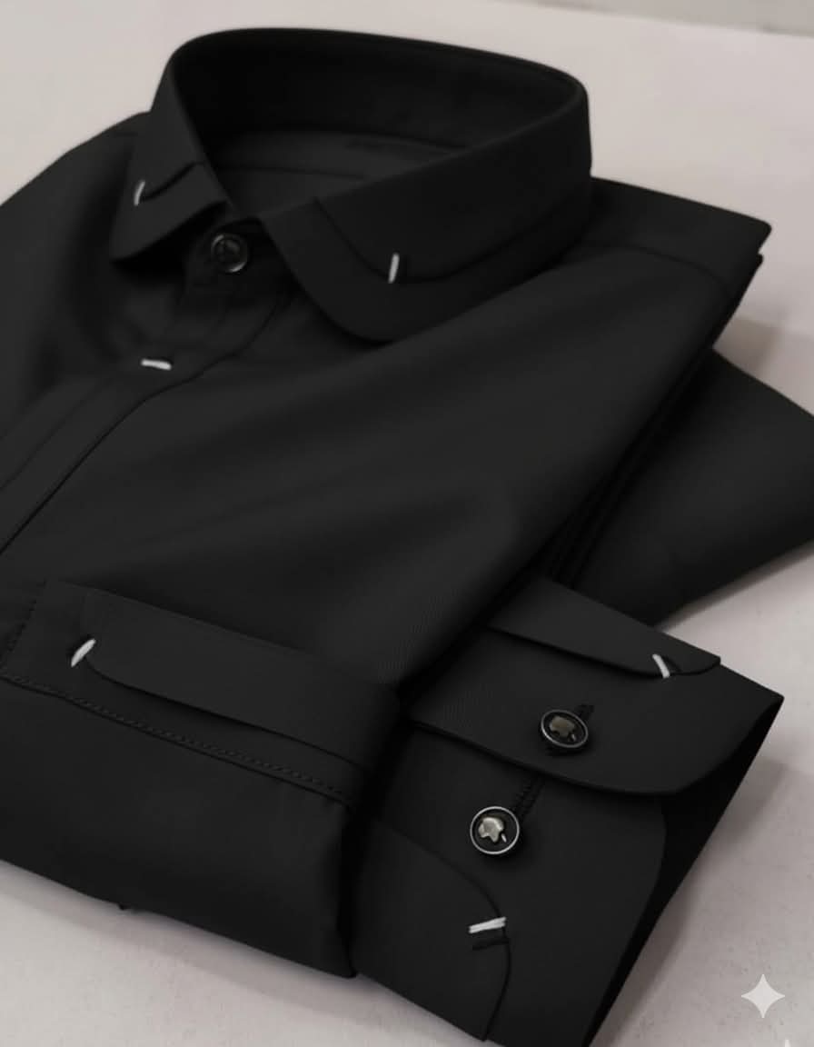 Pure Black High Quality Stitched Suit in Wash & Wear Stuff