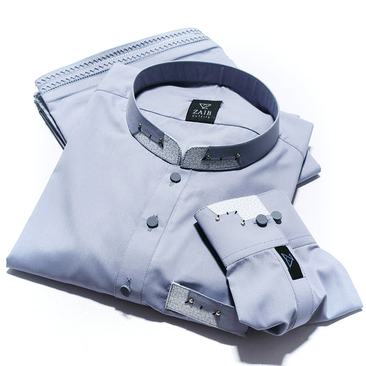 Latest Stitched Gray Suit in Wash & Wear Stuff without Shalwar jali kanta