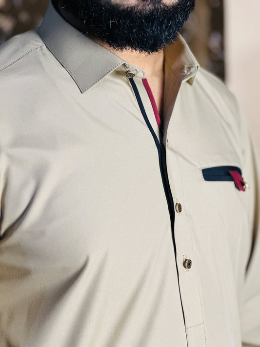 Skin Color High Quality Stitched Suit in Wash & Wear Stuff