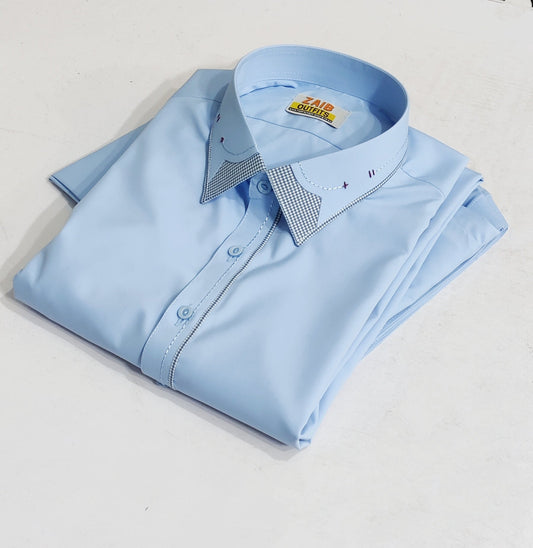 Stitched All Season Sky Blue Suit in Wash & Wear Stuff