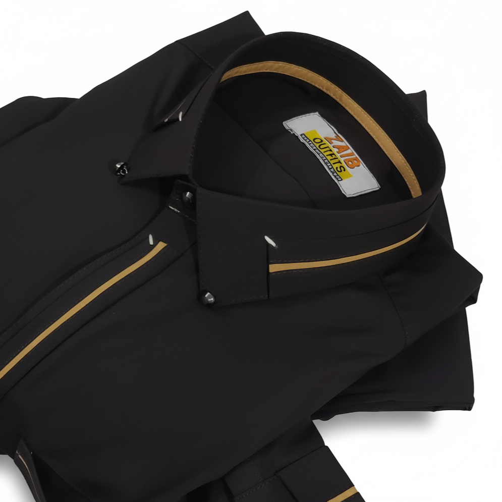 Latest Stitched All Season Black color Suit in Wash & Wear Stuff