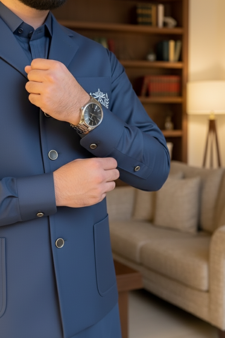 Blue 4 Season Best 3Pc Article In Coat Colar Style