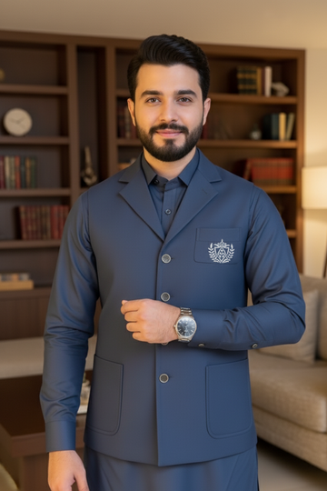 Blue 4 Season Best 3Pc Article In Coat Colar Style