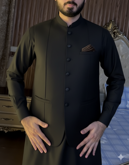 Tropical Important Fabric Best For Winter Season Most Premium Black 3Pc Set