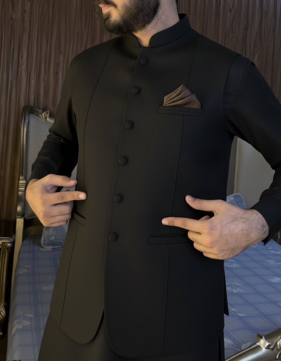 Tropical Important Fabric Best For Winter Season Most Premium Black 3Pc Set