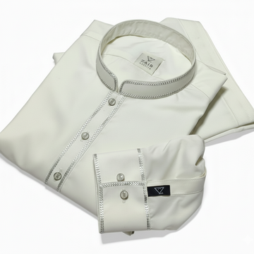 Off White Double Silai ریشمی Thread Suit in Wash & Wear Stuff