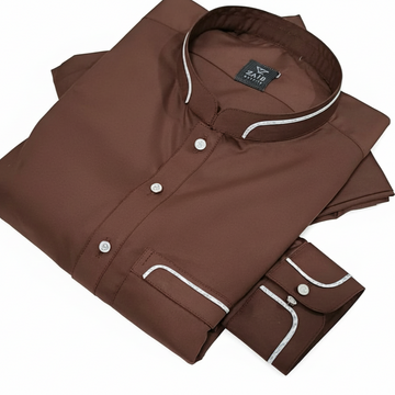 Latest Stitched All Season chocolate brown color Suit in Wash & Wear Stuff