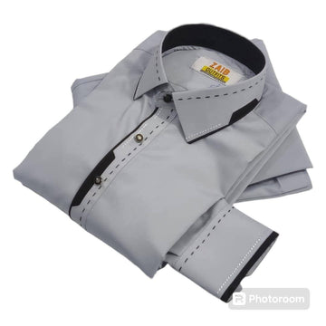 Silver Gray Premium Design Suit in Wash & Wear Stuff