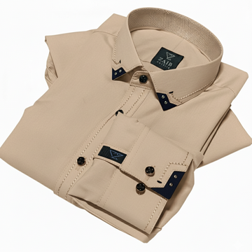 Beige color Stitched suit in Wash & Wear Stuff For This Season