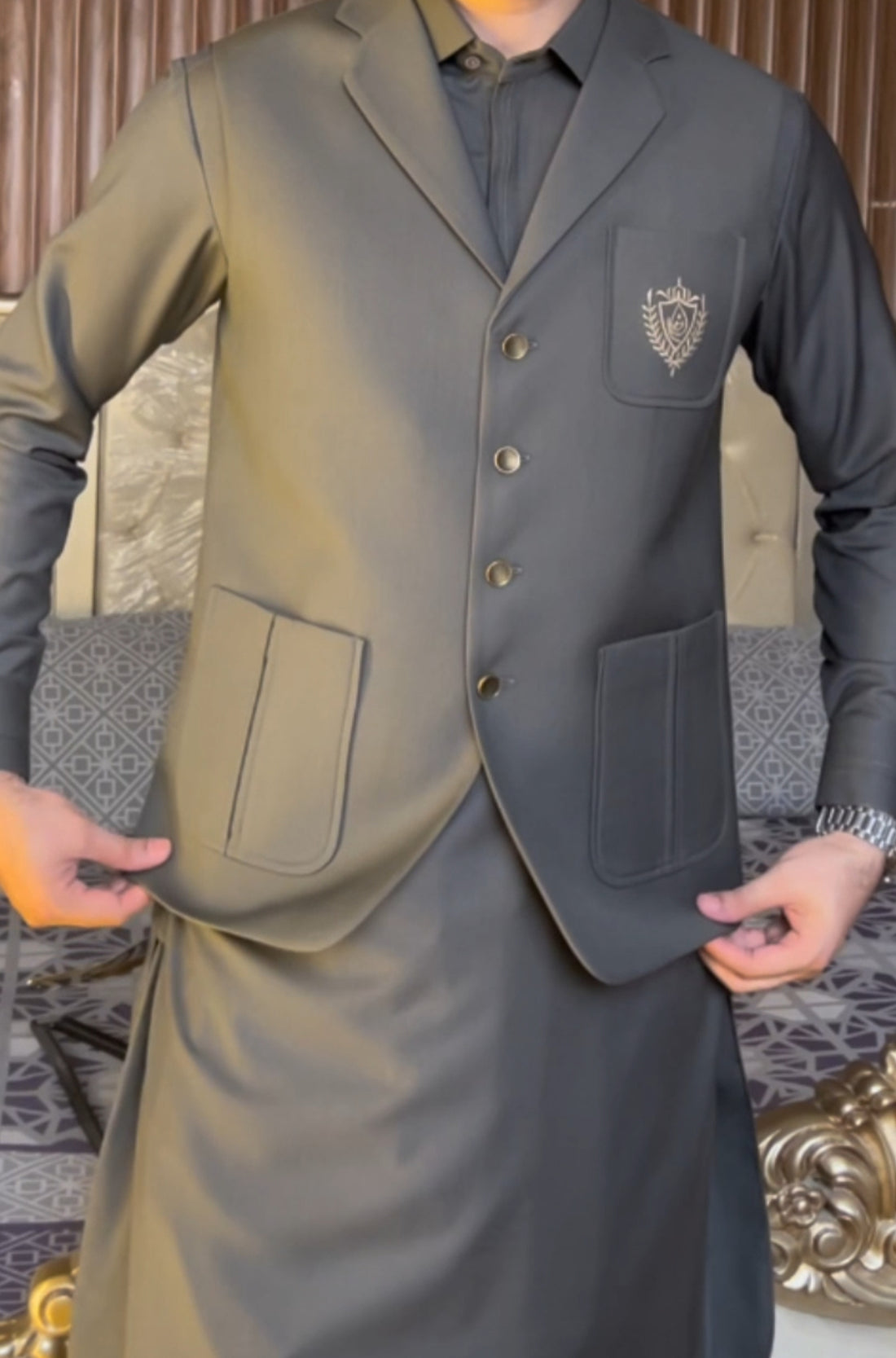 Tropical Important Fabric Best For Winter Season Most Premium Gray Color