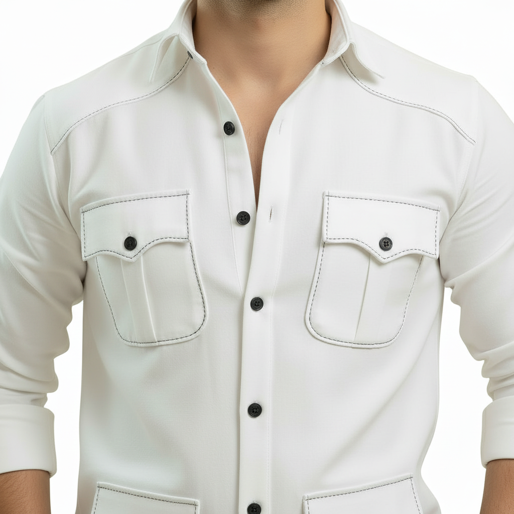 White 4 Pocket Men’s Premium Shirt