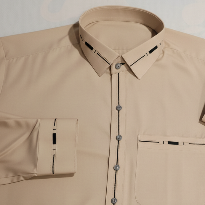 Beige color Stitched suit in Wash & Wear Stuff For This Season