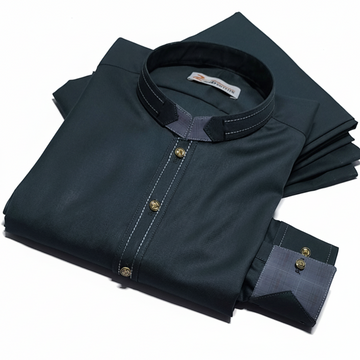 Olive Green Decent Color Stitched Suit in Wash & Wear Stuff