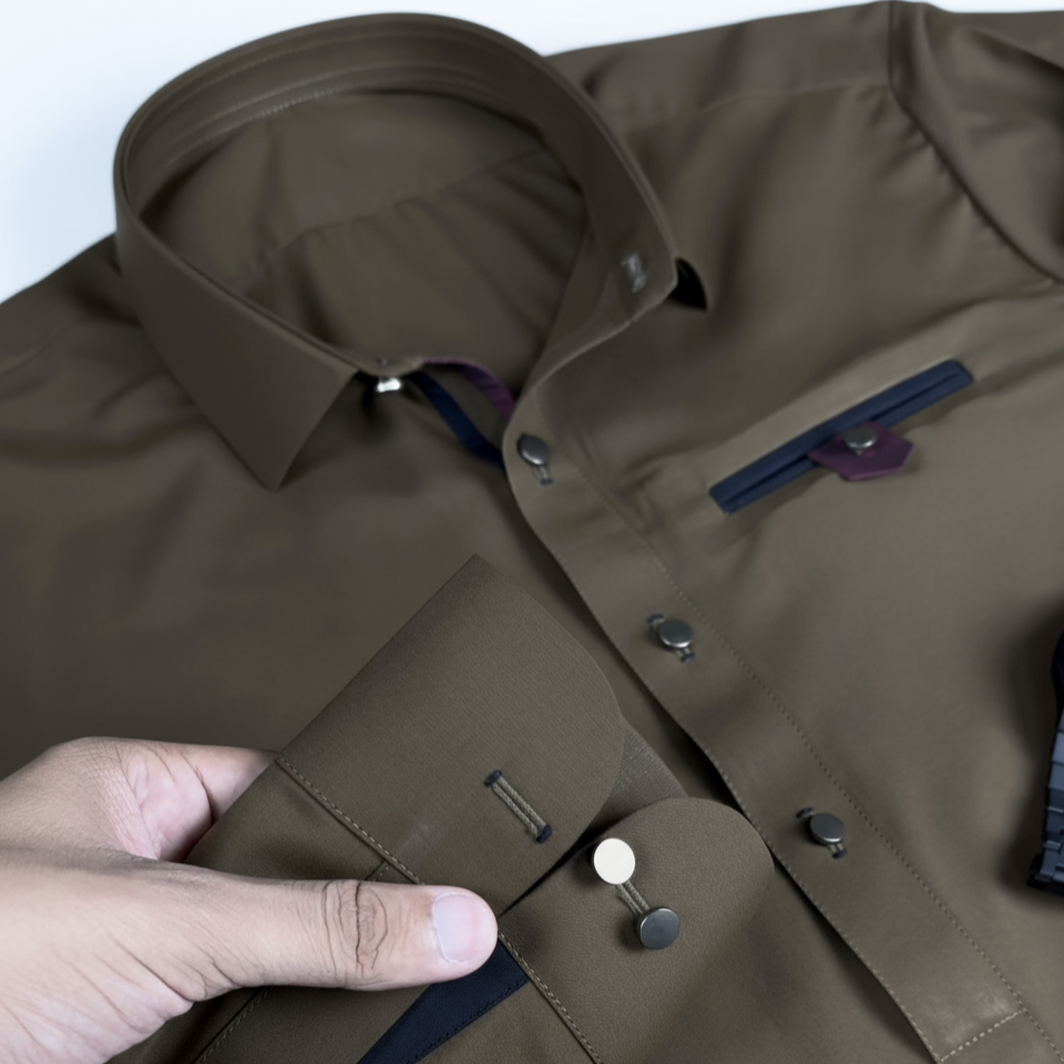 Brown Camel Decent Color Stitched Suit in Wash & Wear Stuff