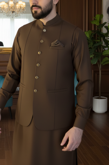 Tropical Important Fabric Best For Winter Season Most Premium Brown 3Pc Set