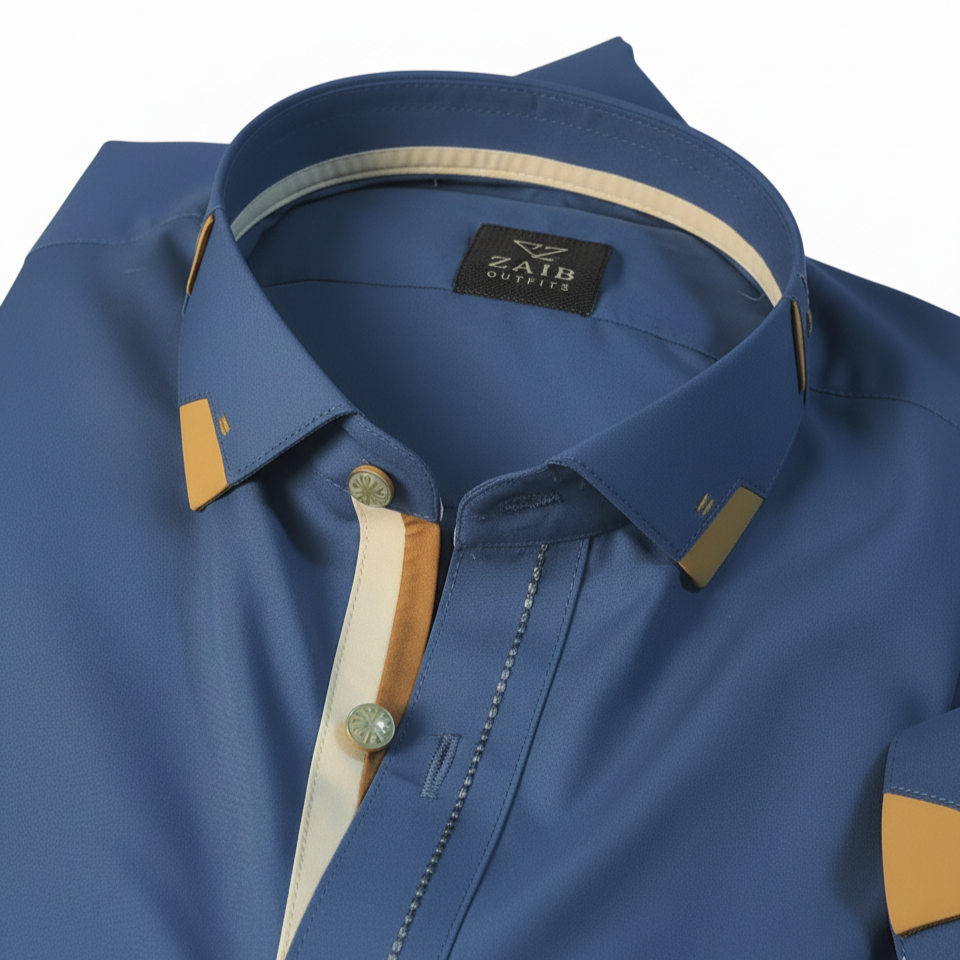 Royal Blue Decent Color Stitched Suit in Wash & Wear Stuff