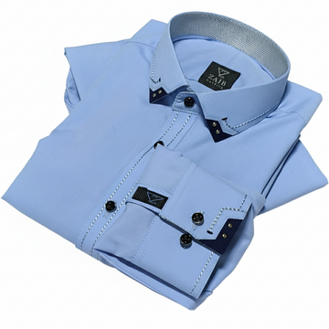 Sky-Blue Stitched All Season  suit in Wash & Wear Stuff