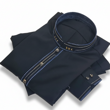 Stitched All Season Jutt Black Suit in Wash & Wear Stuff