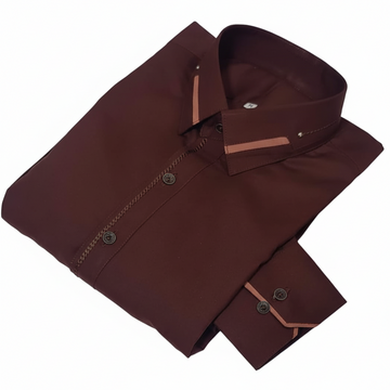 Stitched All Season Brown Suit in Wash & Wear Stuff