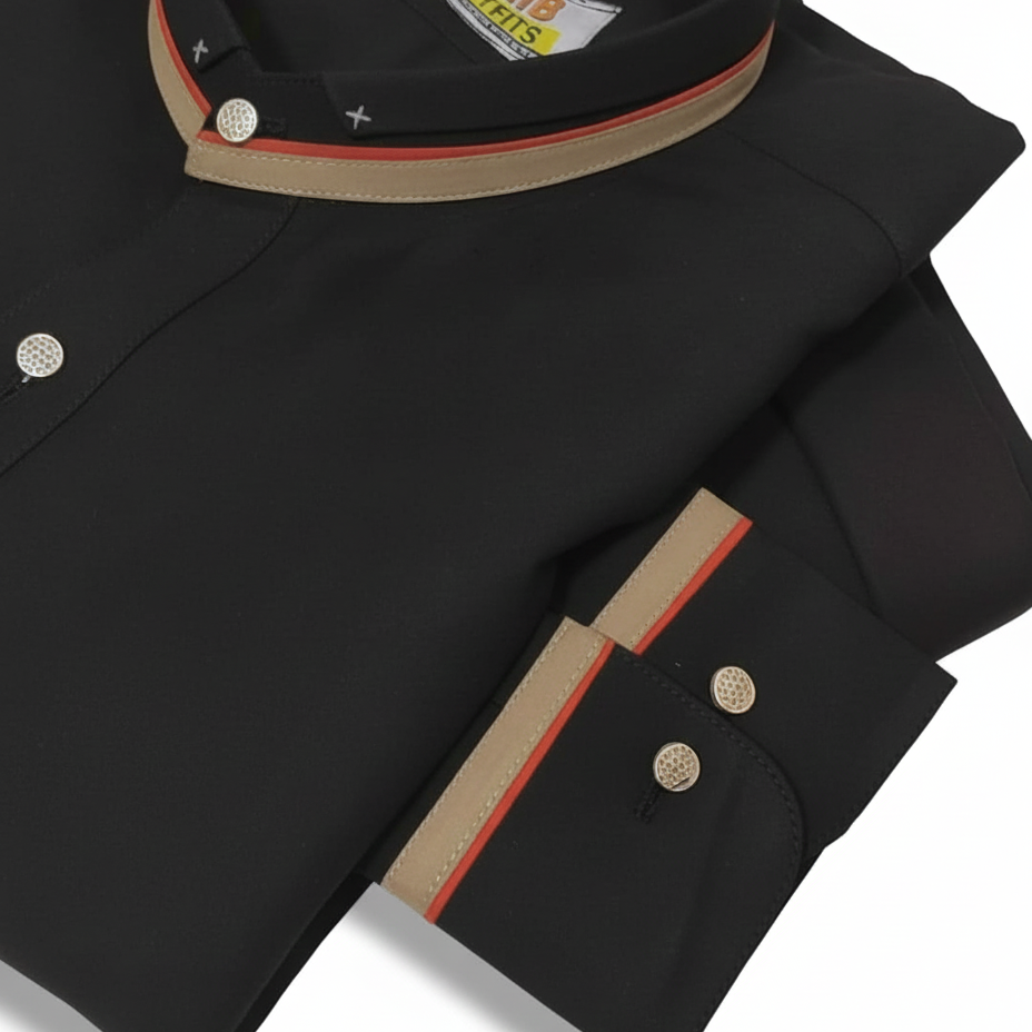 Stitched All Season Black Suit in Wash & Wear Stuff