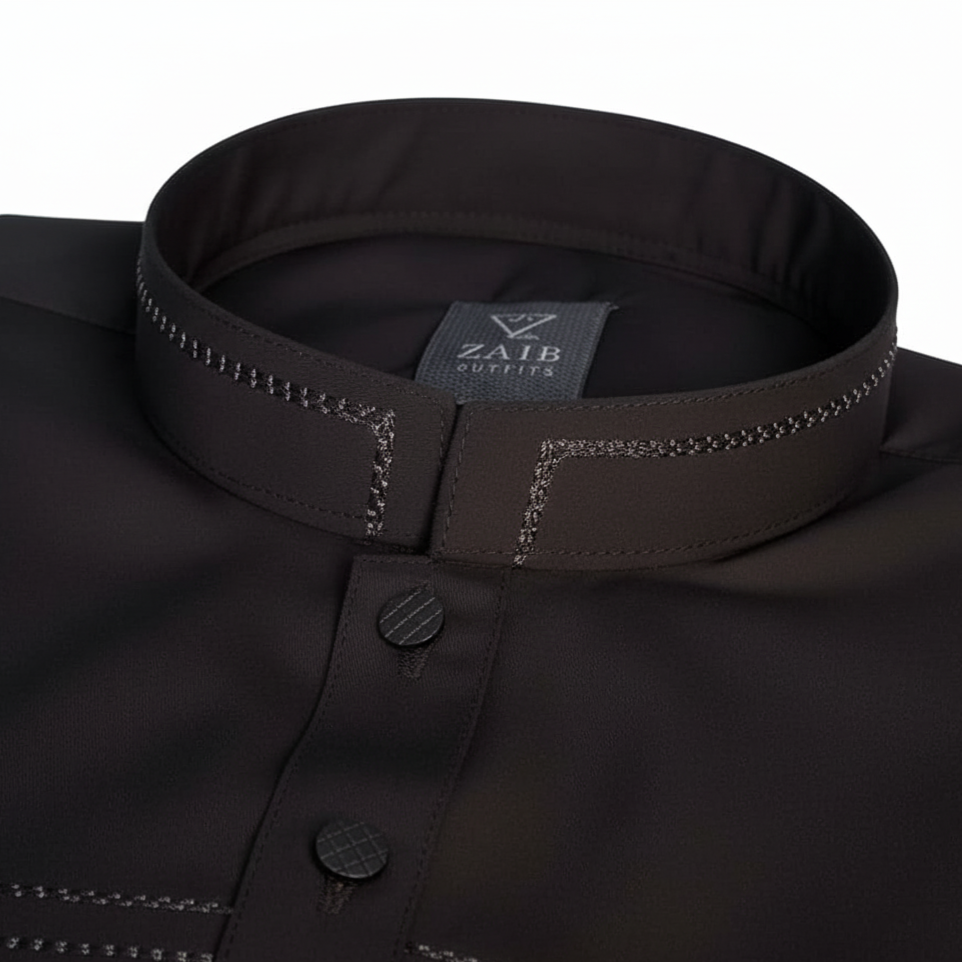 Latest Stitched All Season Black color Suit in Wash & Wear Stuff