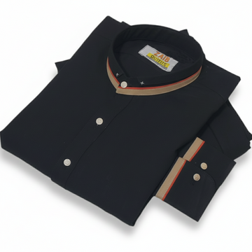 Stitched All Season Black Suit in Wash & Wear Stuff