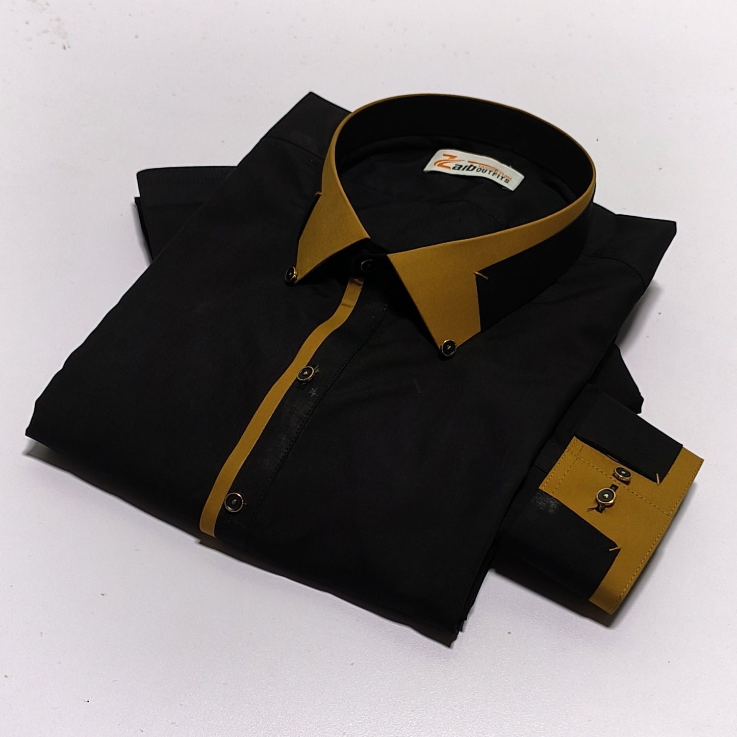 Black Suit with Mustered Collar Style Premium Shalwar Kameez suit 🔥