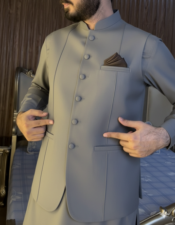 Tropical Important Fabric Best For Winter Season Most Premium Gray 3Pc Set