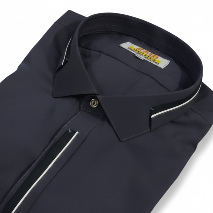 Latest Stitched All Season Dark Gray color Suit in Wash & Wear Stuff