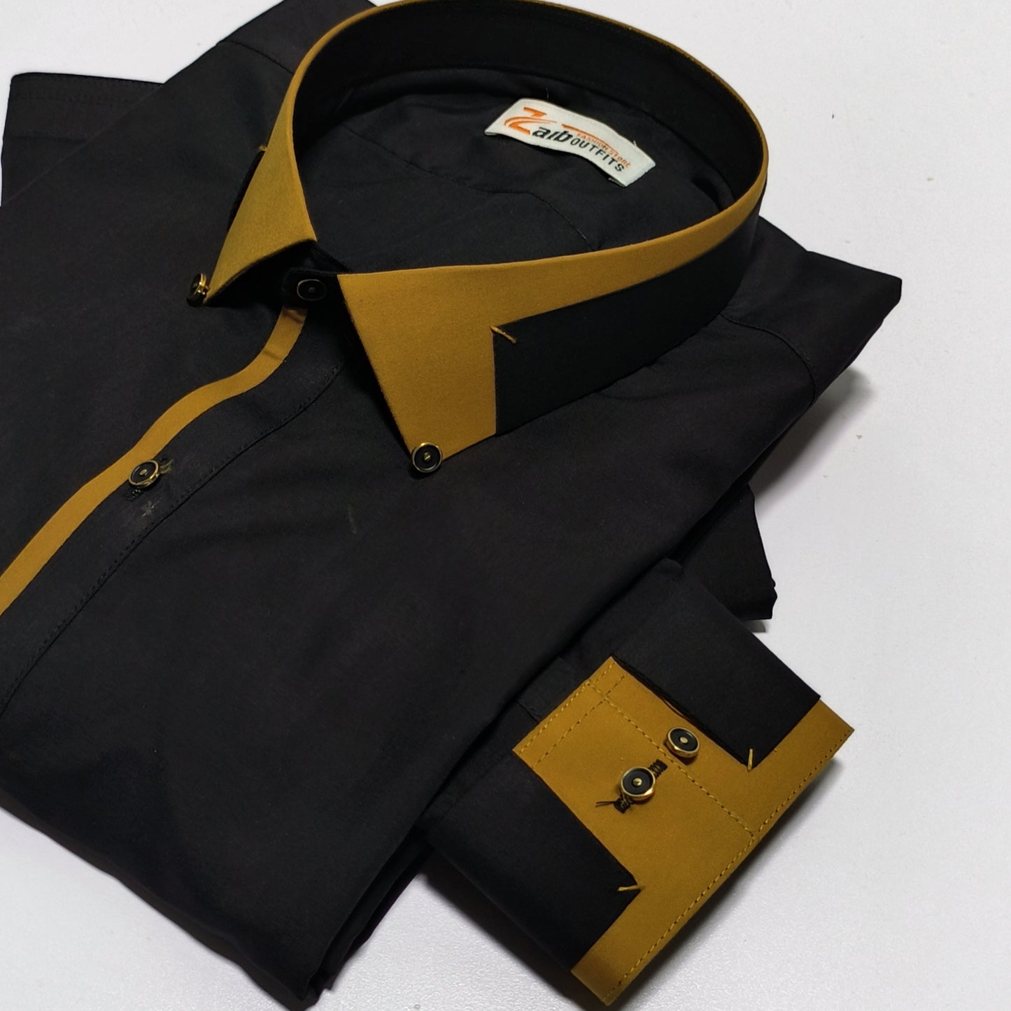 Black Suit with Mustered Collar Style Premium Shalwar Kameez suit 🔥