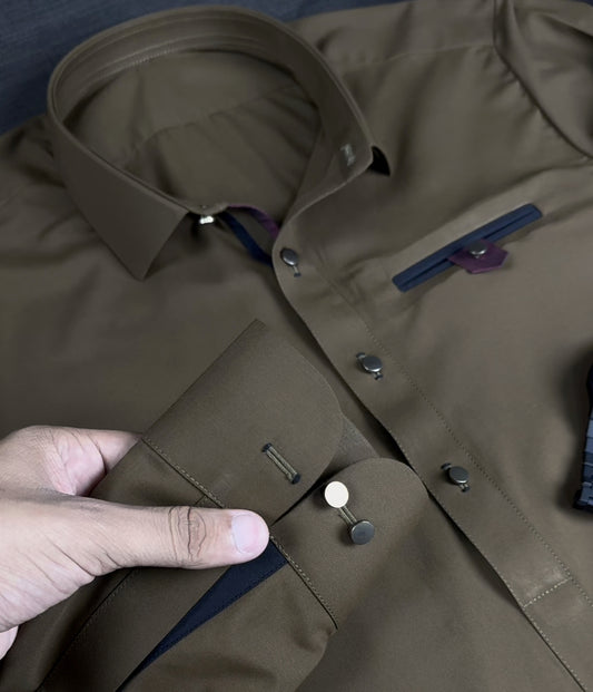 Brown Camel Decent Color Stitched Suit in Wash & Wear Stuff