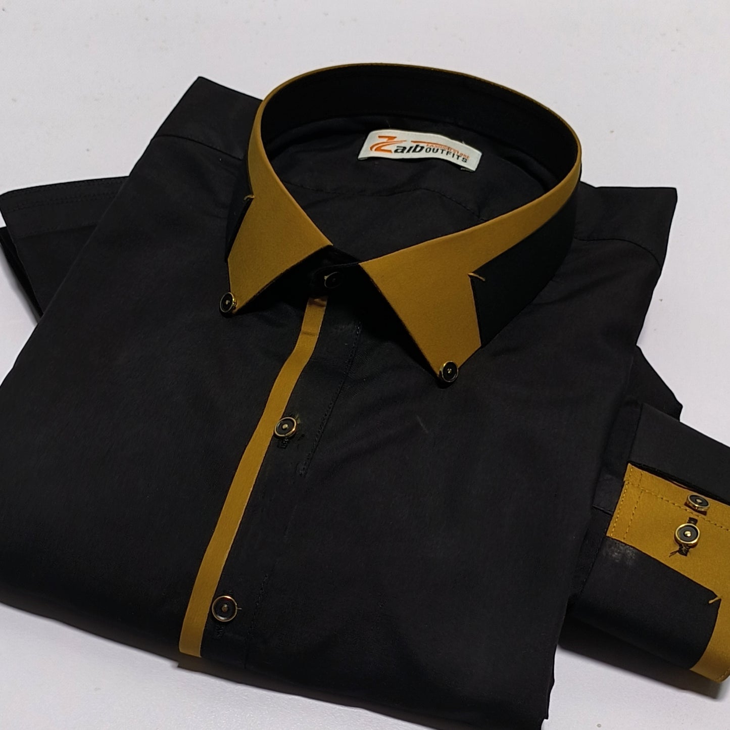 Black Suit with Mustered Collar Style Premium Shalwar Kameez suit 🔥