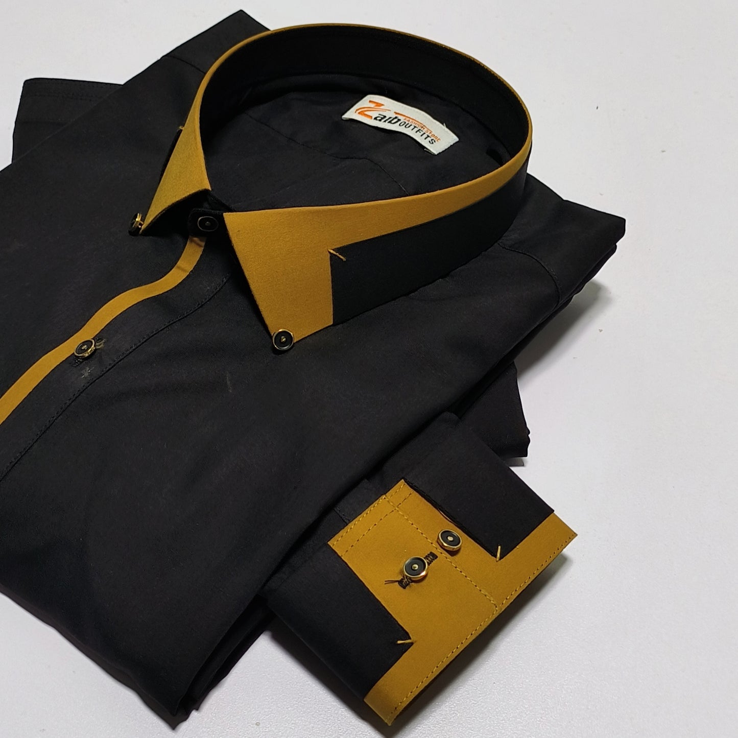 Black Suit with Mustered Collar Style Premium Shalwar Kameez suit 🔥