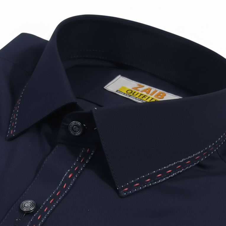 Navy Blue Color Stitched Suit in Wash & Wear Stuff