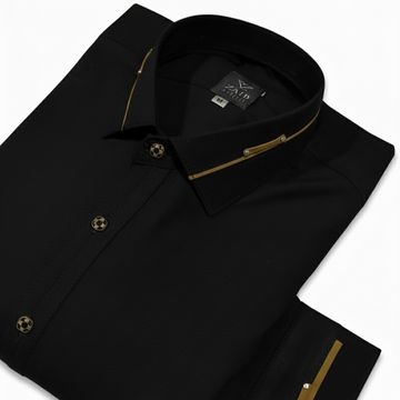 Black with Yellow strip All Season Suit in Wash & Wear High Quality Stuff (Copy)