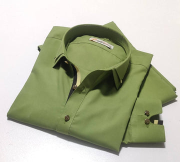 Double Colar Green Premium Design Suit in Wash & Wear Stuff
