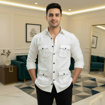 White 4 Pocket Men’s Premium Shirt